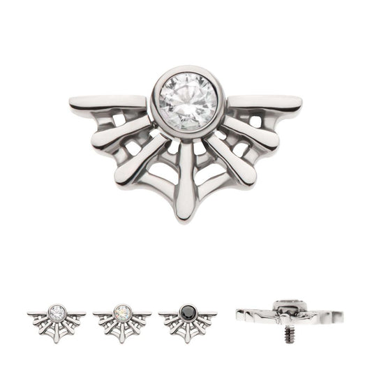 Titanium Internally Threaded Bezel Set CZ Spiderweb Top