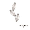 Titanium Internally Threaded Vine Shape Top with 3-Tier Full Clear CZ Gem Marquise