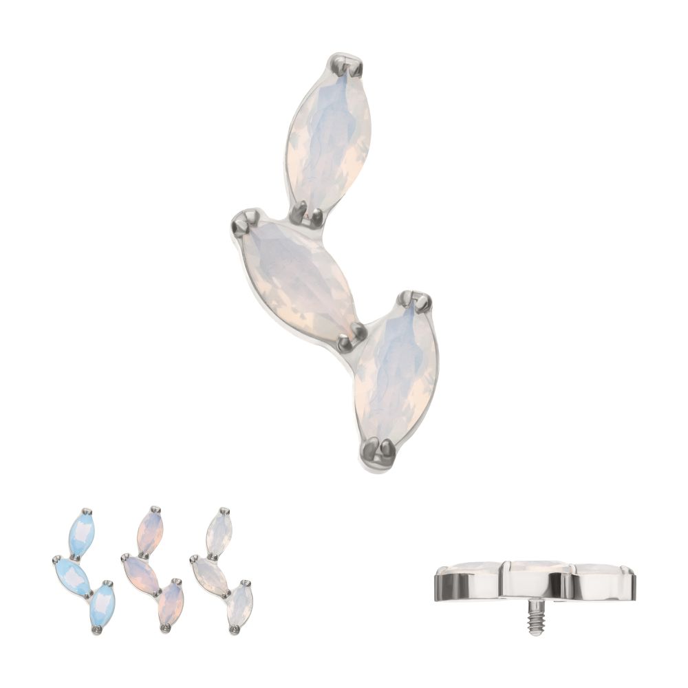 Titanium Internally Threaded Vine Shape Top with 3-Tier Full Opalite Marquise