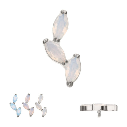 Titanium Internally Threaded Vine Shape Top with 3-Tier Full Opalite Marquise