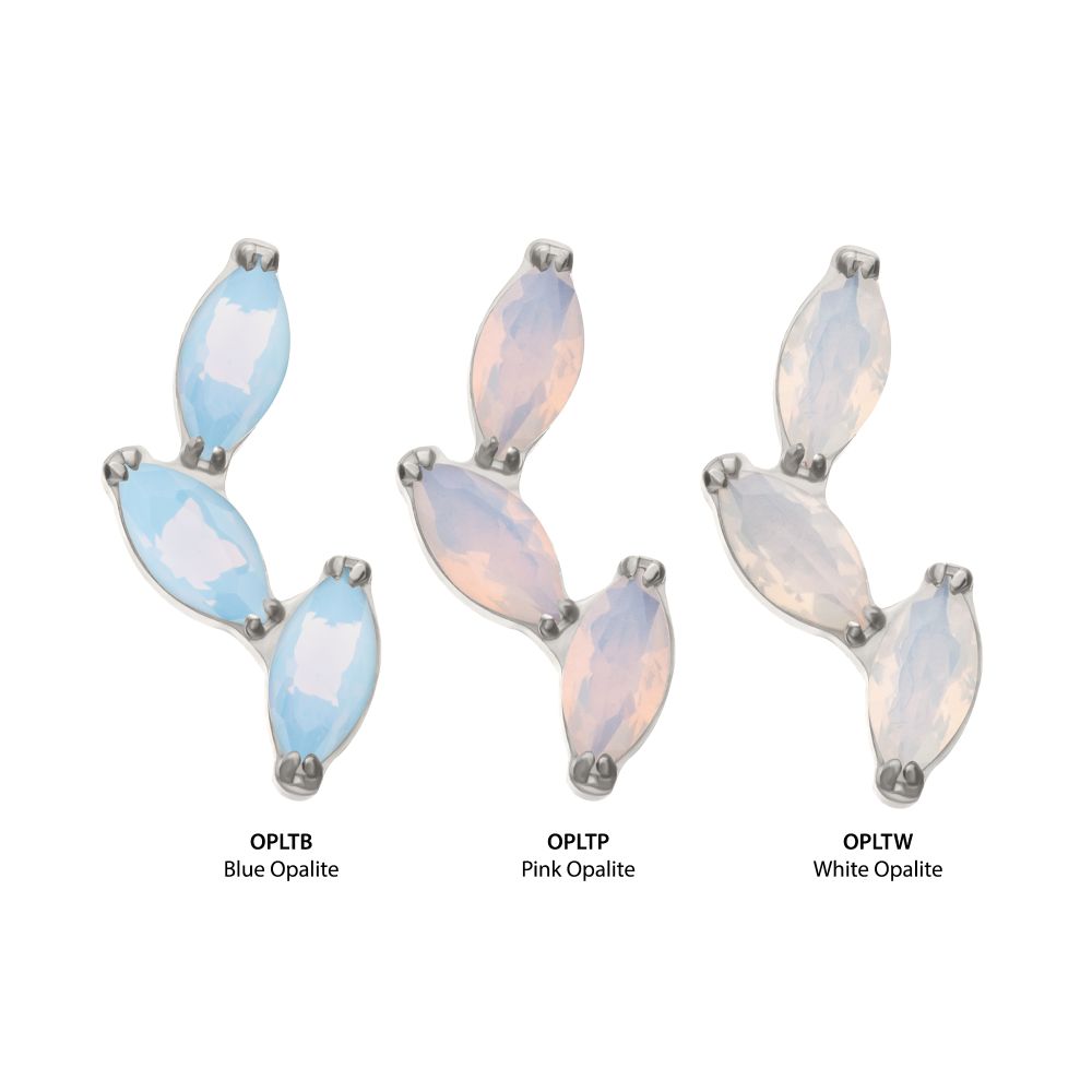Titanium Internally Threaded Vine Shape Top with 3-Tier Full Opalite Marquise
