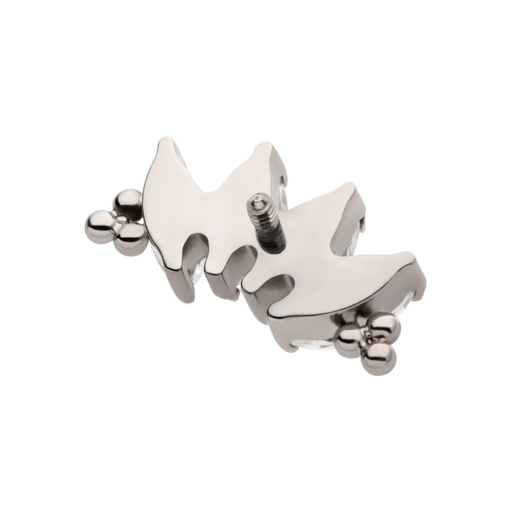 Titanium Internally Threaded with Tri Beads & Prong Set Marquise CZ 4-Cluster Top