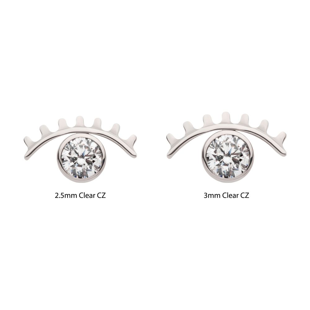 Titanium Internally Threaded with Bezel Set CZ Cut Out Evil Eye Top