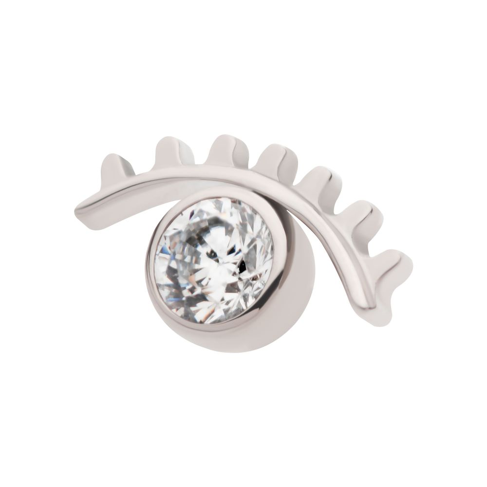 Titanium Internally Threaded with Bezel Set CZ Cut Out Evil Eye Top