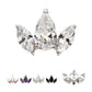 Titanium Internally Threaded 3 Cluster Top with Prong Set Teardrop & Marquise CZ