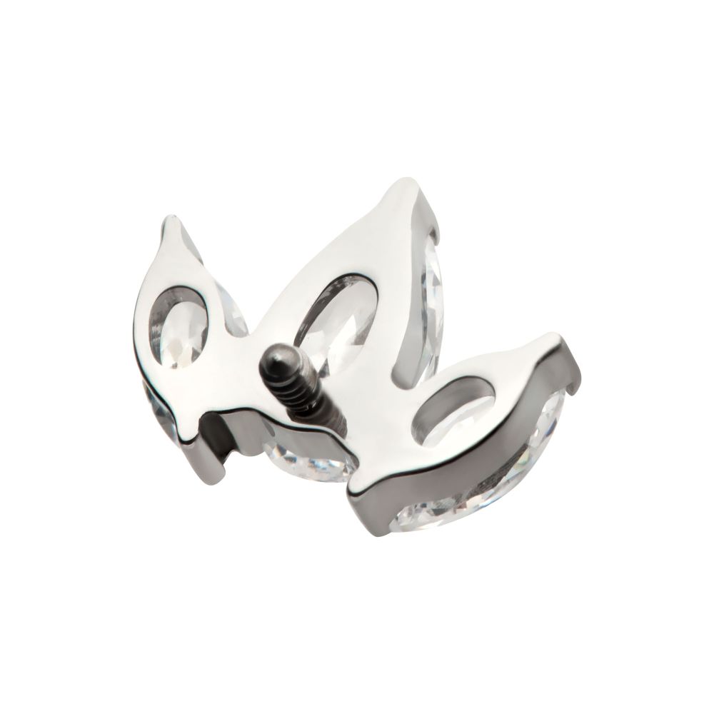 Titanium Internally Threaded 3 Cluster Top with Prong Set Teardrop & Marquise CZ