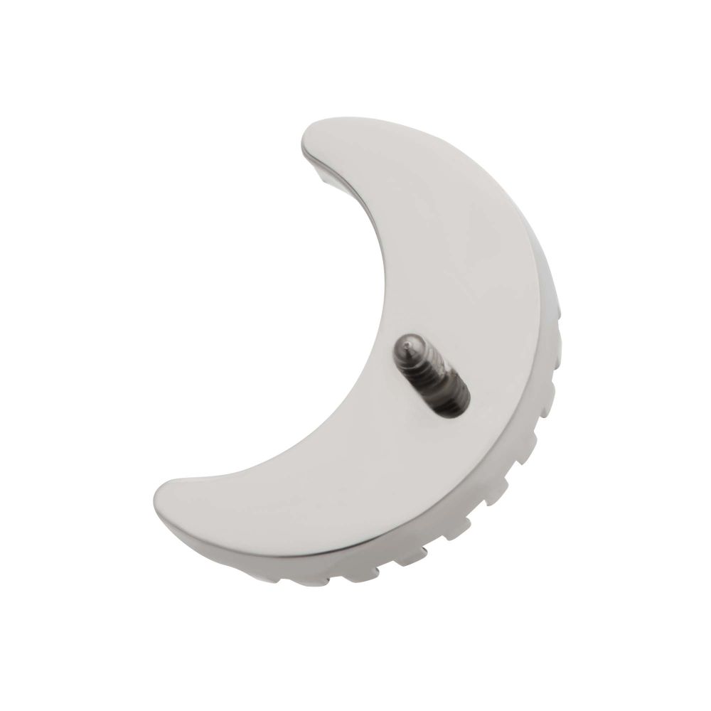 Titanium Internally Threaded Crescent Moon Top with Prong Set White Opal