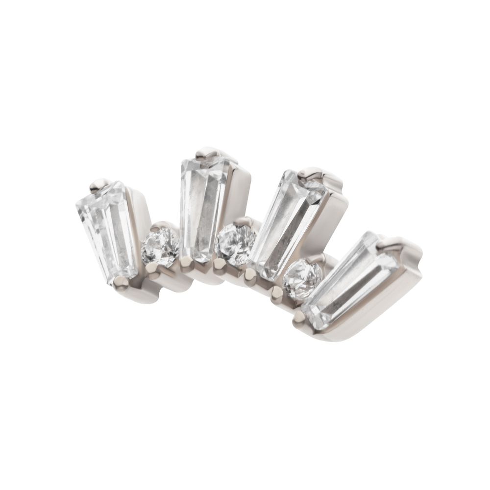 Titanium Internally Threaded Prong Set Baguette & Round CZ 7-Cluster Top