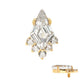 24Kt Gold PVD Titanium Internally Threaded Prong Set Kite Shape CZ Top with 5-Cluster Round CZ
