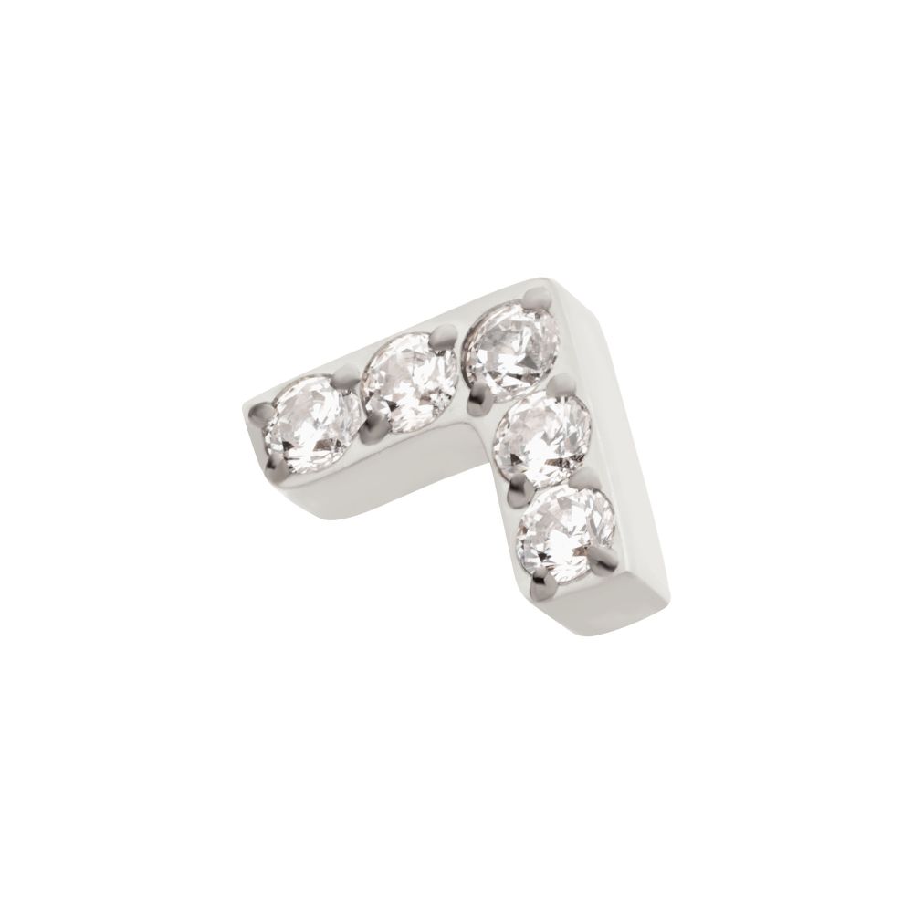 Titanium Internally Threaded Prong Set  5 Round CZ Chevron Shape Top