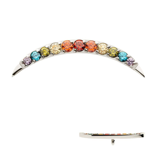 Titanium Internally Threaded Multicolor CZ Curved Bar Top