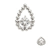 Titanium Internally Threaded Hollow Teardrop Shape Beads with Prong Set CZ Top