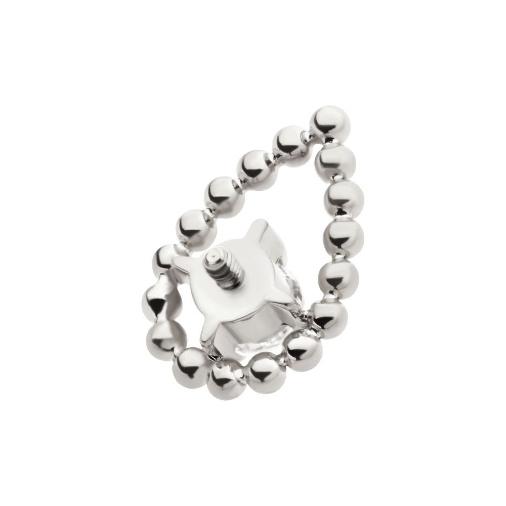 Titanium Internally Threaded Hollow Teardrop Shape Beads with Prong Set CZ Top
