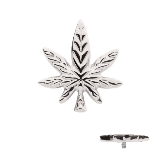 Titanium Internally Threaded Pot Leaf Top
