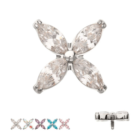 Titanium Internally Threaded 4-Marquise Flower Gem Top