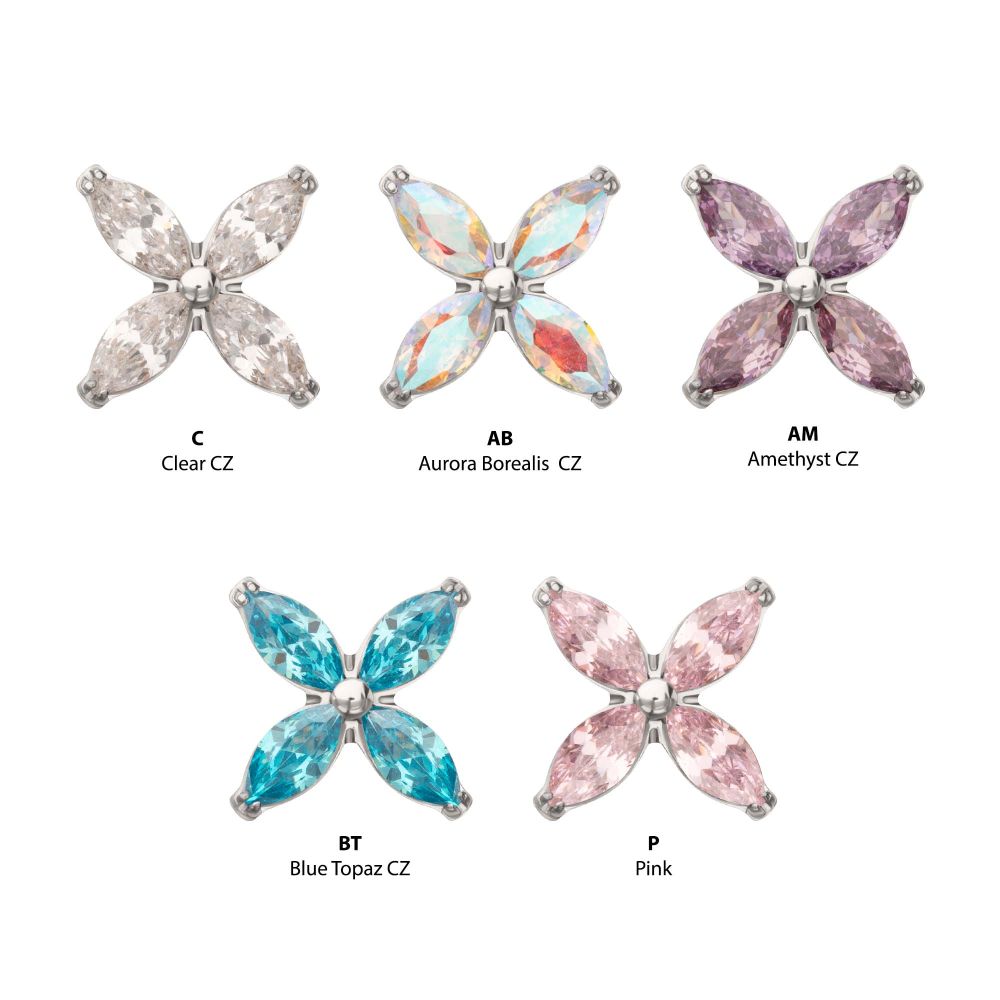 Titanium Internally Threaded 4-Marquise Flower Gem Top