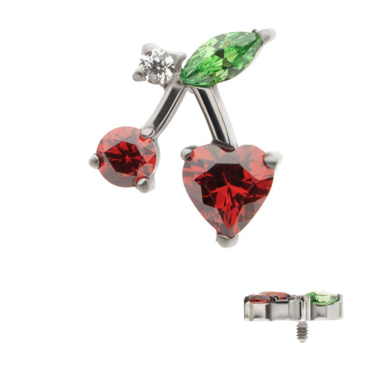 Titanium Internally Threaded Prong Set Multi Gem Cherry Top