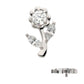 Titanium Internally Threaded Prong Set Round & Marquise CZ Gem Rose Flower Top