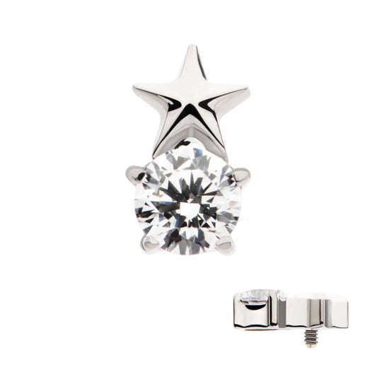Titanium Internally Threaded Star with Prong Set Round CZ Top