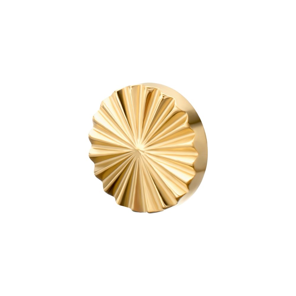 24kt Gold PVD Titanium Internally Threaded Radiant Corrugated Round Top