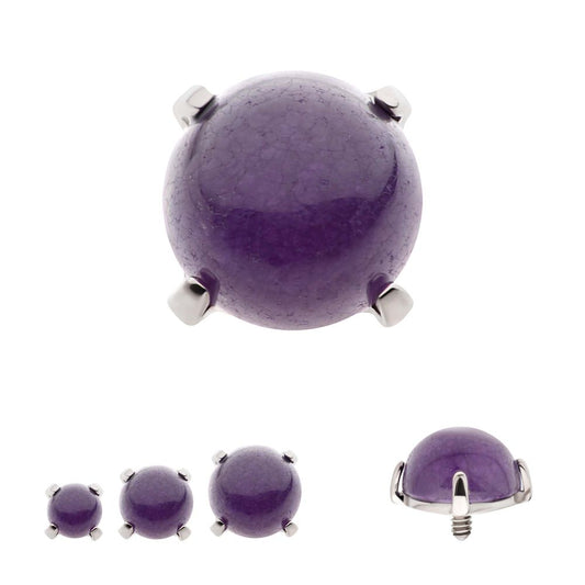 Titanium Internally Threaded Prong Set Natural Amethyst Stone Top
