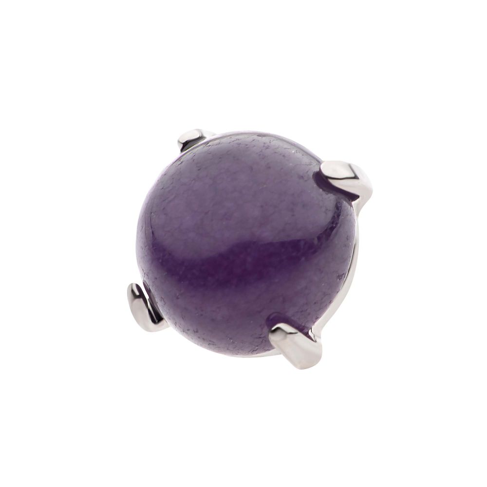 Titanium Internally Threaded Prong Set Natural Amethyst Stone Top