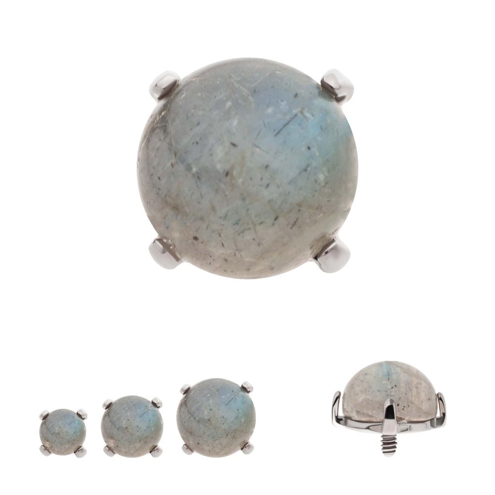Titanium Internally Threaded Prong Set Natural Labradorite Stone Top