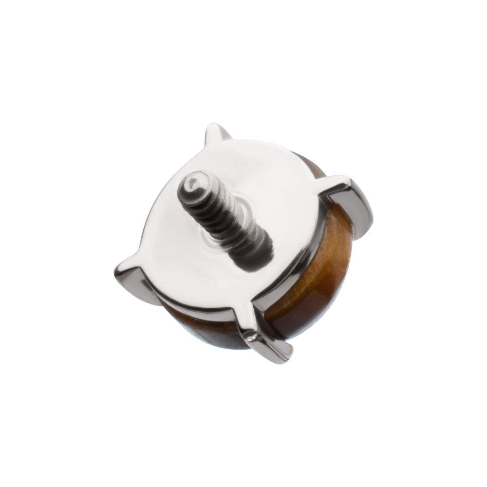 Titanium Internally Threaded 4-Prong Round Natural Stone Top