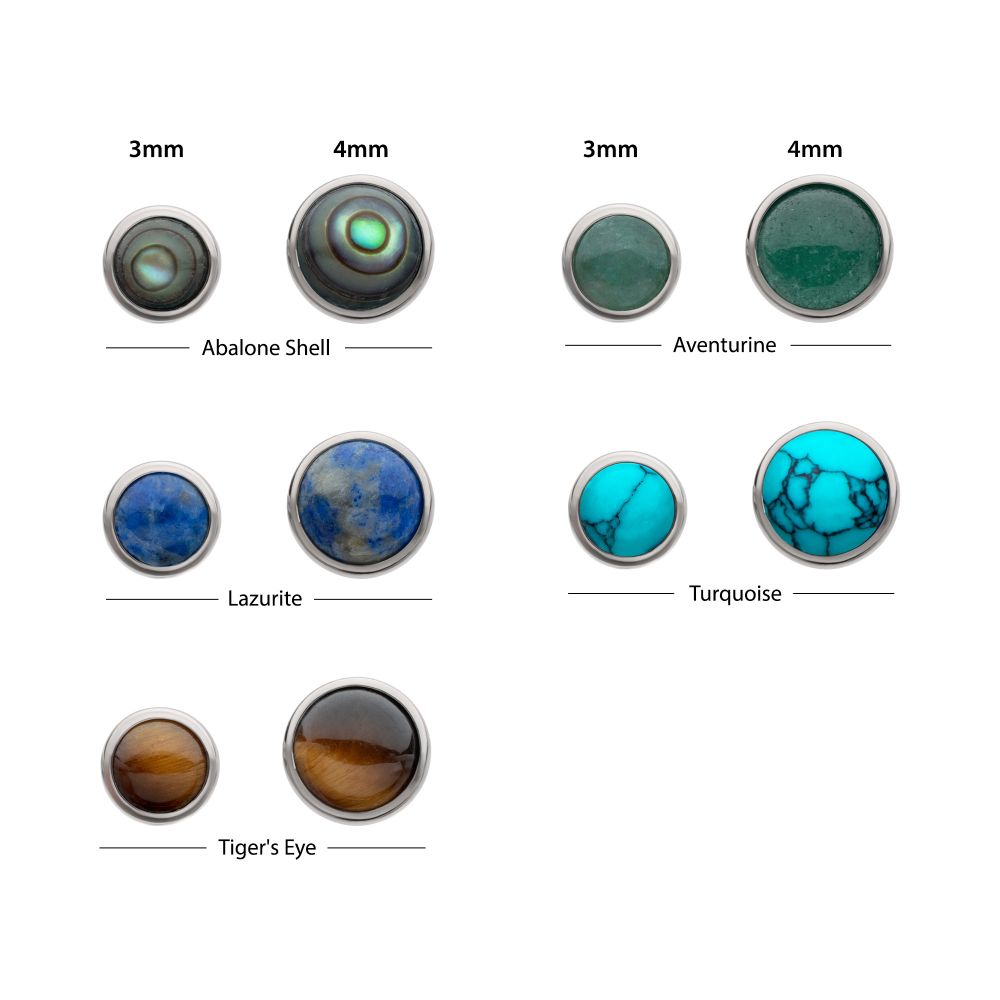 Titanium Internally Threaded Bezel Set Round Natural Stone Top