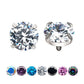 16g Low Profile Titanium Internally Threaded with Prong Set Round 3A/5A CZ Top
