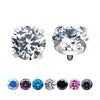 16g Low Profile Titanium Internally Threaded with Prong Set Round 3A/5A CZ Top