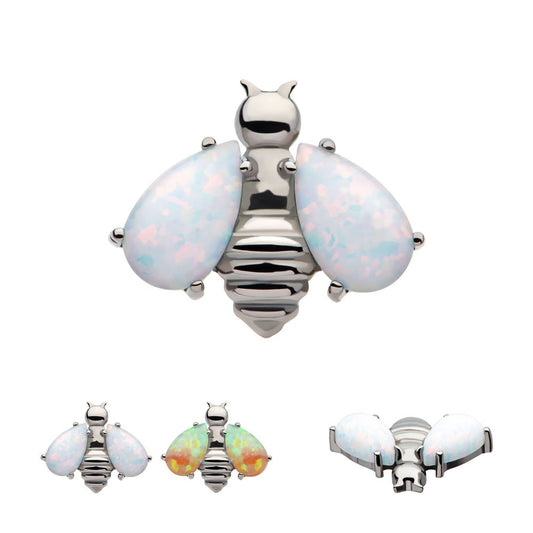 Titanium Internally Threaded Bee with Opal Wings Top