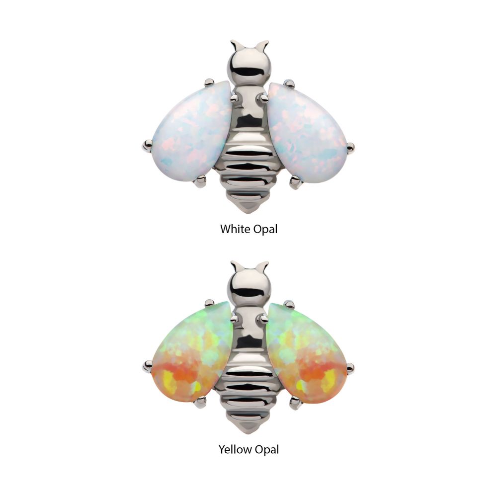Titanium Internally Threaded Bee with Opal Wings Top