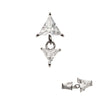 Titanium Internally Threaded Double Triangle Prong Set CZ Dangle Top