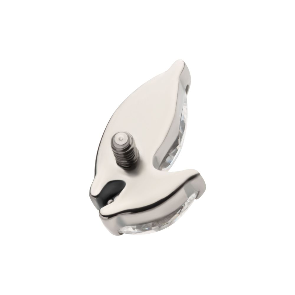 Titanium Internally Threaded Prong Set Marquise CZ 2-Cluster Top