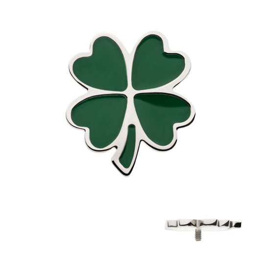 Titanium Internally Threaded Enamel 4-Leaf Clover Top