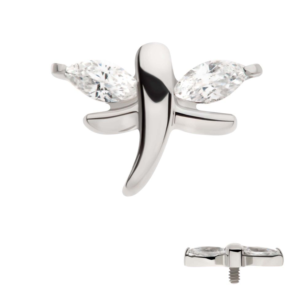 Titanium Internally Threaded Prong Set Marquise CZ Dragonfly Top