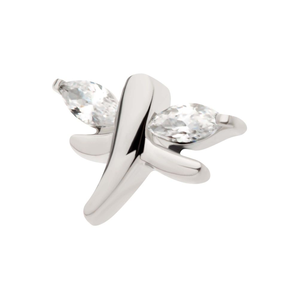 Titanium Internally Threaded Prong Set Marquise CZ Dragonfly Top