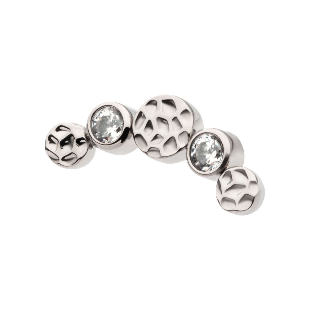 Titanium Internally Threaded Bezel Set CZ/Opal Hammered Cluster Top