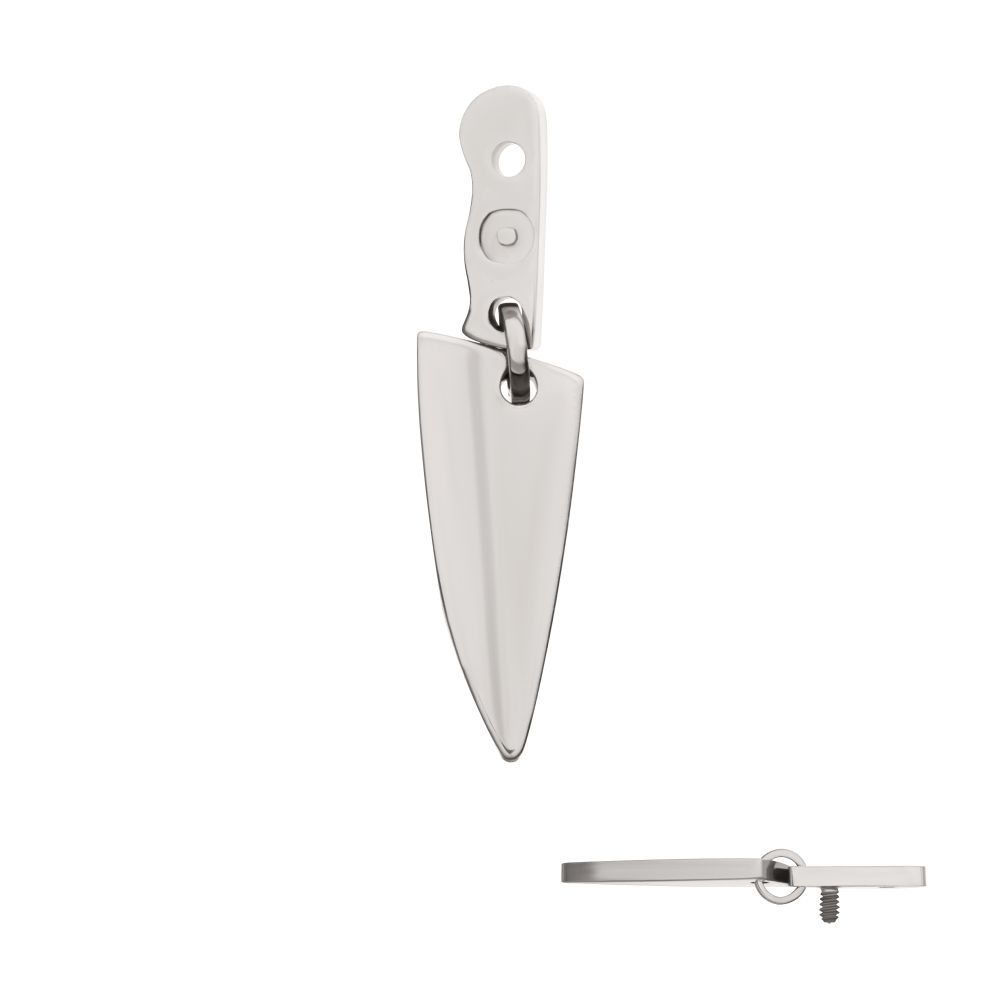 Titanium Internally Threaded Knife Top with Bottom Blade Dangle