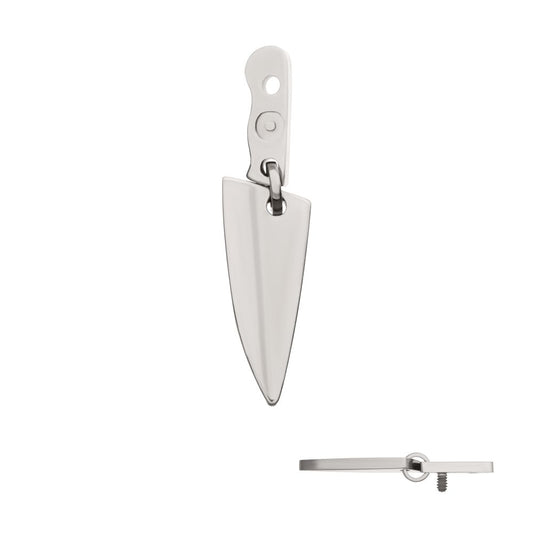Titanium Internally Threaded Knife Top with Bottom Blade Dangle