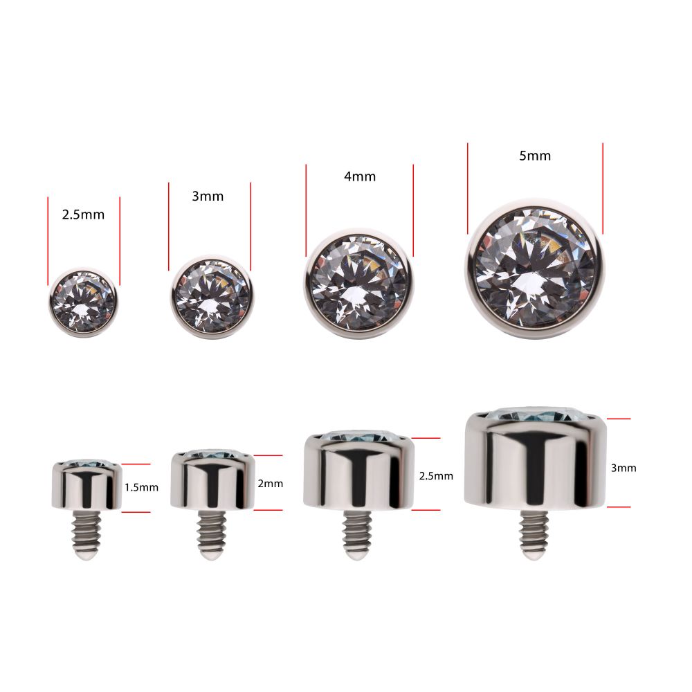 14g Titanium Internally Threaded with Bezel Set AAA CZ Top