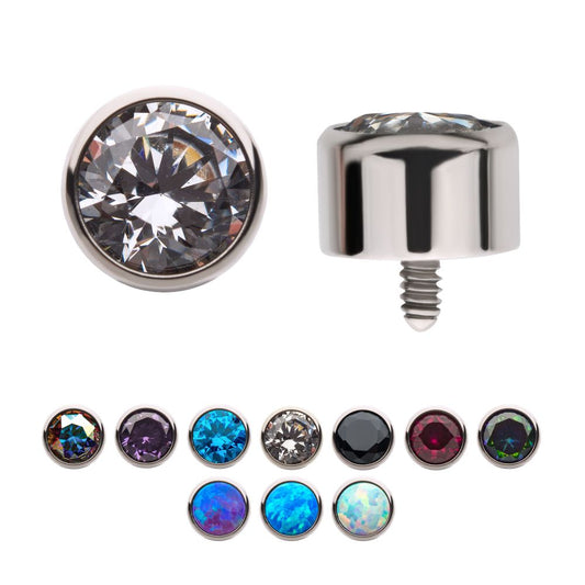 16g Titanium Internally Threaded with Bezel Set AAA CZ Top