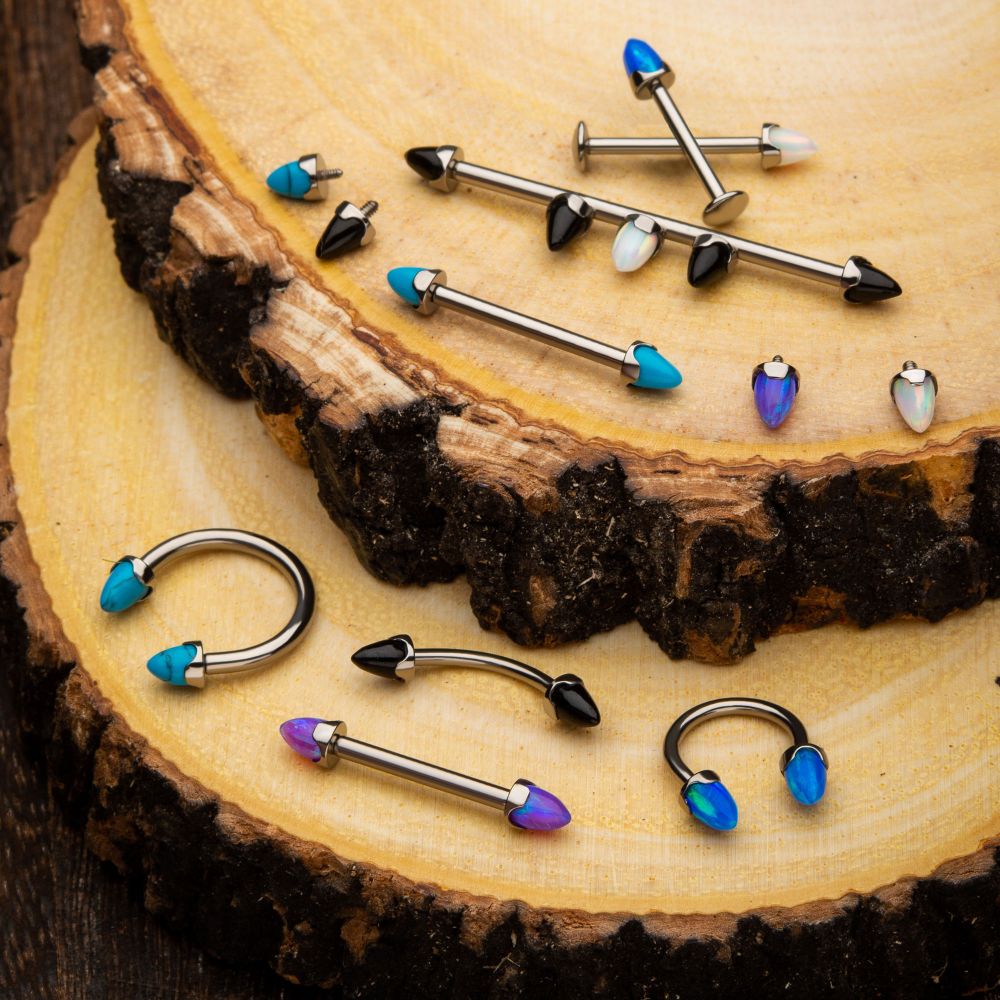 Titanium Internally Threaded Prong Set Stone Spike Top