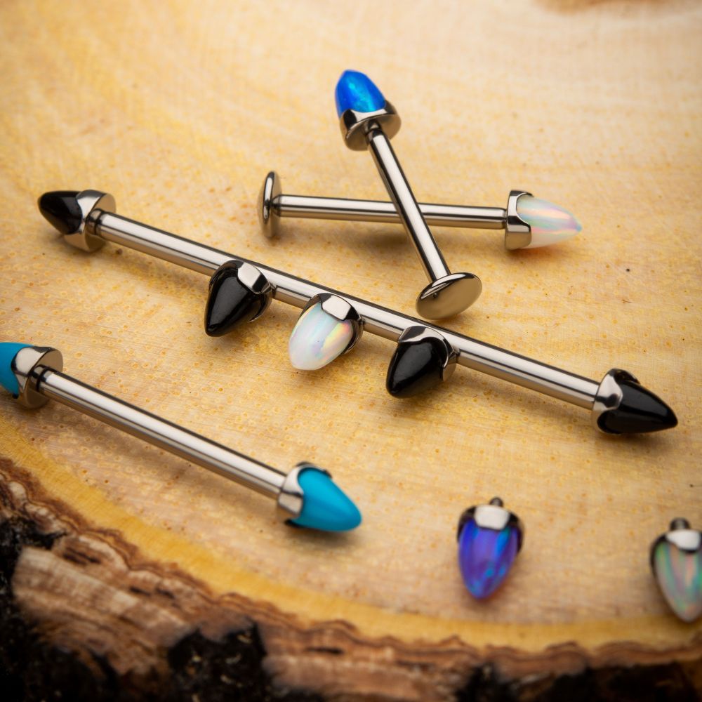 Titanium Internally Threaded Prong Set Stone Spike Top