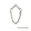 Titanium Internally Threaded 5-Cluster Round AAA CZ Chevron Shape Top with Dangle Chain