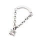 Titanium Internally Threaded Curved Bar Top with Dangle Chain & Prong Set Round AAA CZ