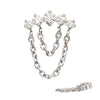 Titanium Internally Threaded 5-Cluster Round AAA CZ Top with 2 Tier Dangle Chain