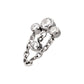 Titanium Internally Threaded 3-Curved Cluster Bezel Round CZ Top with Chain & Gem Dangles