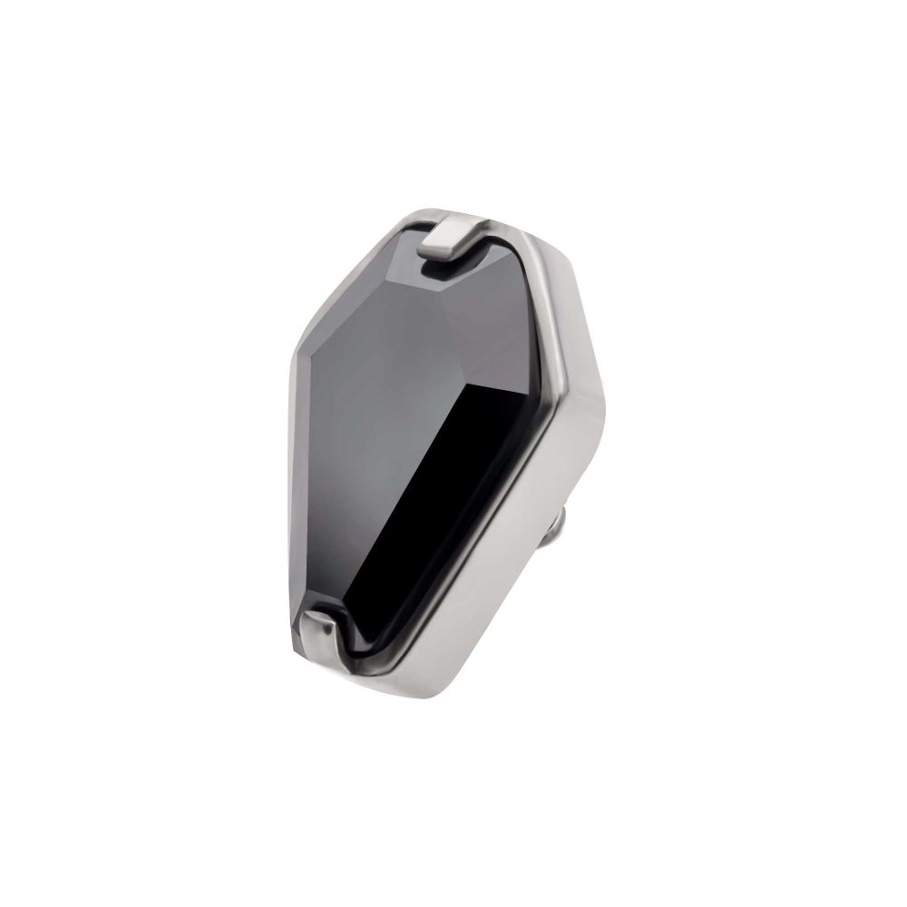 Titanium Internally Threaded with Prong Set Black CZ Coffin Top